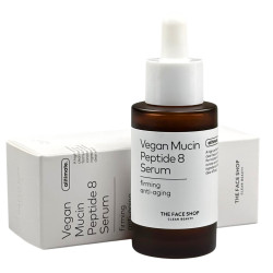 Сыворотка для лица с пептидами и муцином конопли Vegan Mucin Peptide 8 Serum The Face Shop