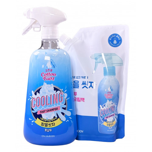 Шампунь для ног освежающий с запасным рефилом Cotton Foot Cooling Cleansing Foot Shampoo On:The Body