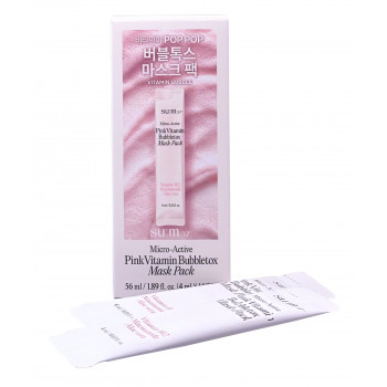 Кислородная маска для лица 14 шт Pink Vitamin Bubbletox Mask Pack Su:m37